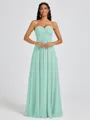 A-line Sweetheart Pleated Floor-Length Chiffon Bridesmaid Dress