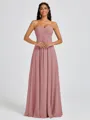 A-line Sweetheart Pleated Floor-Length Chiffon Bridesmaid Dress