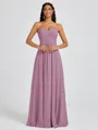 A-line Sweetheart Pleated Floor-Length Chiffon Bridesmaid Dress