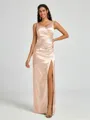 A-line/Princess Silk Like Satin V-neck Sleeveless Floor-Length Bridesmaid Dress