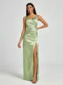 A-line/Princess Silk Like Satin V-neck Sleeveless Floor-Length Bridesmaid Dress