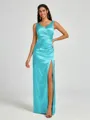 A-line/Princess Silk Like Satin V-neck Sleeveless Floor-Length Bridesmaid Dress