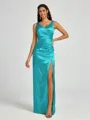A-line/Princess Silk Like Satin V-neck Sleeveless Floor-Length Bridesmaid Dress