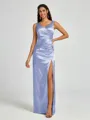 A-line/Princess Silk Like Satin V-neck Sleeveless Floor-Length Bridesmaid Dress