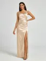 A-line/Princess Silk Like Satin V-neck Sleeveless Floor-Length Bridesmaid Dress