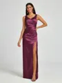 A-line/Princess Silk Like Satin V-neck Sleeveless Floor-Length Bridesmaid Dress