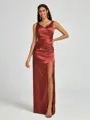 A-line/Princess Silk Like Satin V-neck Sleeveless Floor-Length Bridesmaid Dress