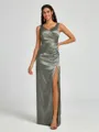 A-line/Princess Silk Like Satin V-neck Sleeveless Floor-Length Bridesmaid Dress