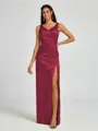A-line/Princess Silk Like Satin V-neck Sleeveless Floor-Length Bridesmaid Dress