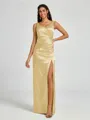 A-line/Princess Silk Like Satin V-neck Sleeveless Floor-Length Bridesmaid Dress
