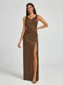A-line/Princess Silk Like Satin V-neck Sleeveless Floor-Length Bridesmaid Dress