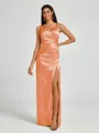 A-line/Princess Silk Like Satin V-neck Sleeveless Floor-Length Bridesmaid Dress