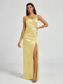 A-line/Princess Silk Like Satin V-neck Sleeveless Floor-Length Bridesmaid Dress