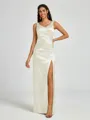 A-line/Princess Silk Like Satin V-neck Sleeveless Floor-Length Bridesmaid Dress