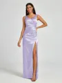 A-line/Princess Silk Like Satin V-neck Sleeveless Floor-Length Bridesmaid Dress