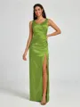 A-line/Princess Silk Like Satin V-neck Sleeveless Floor-Length Bridesmaid Dress