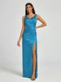 A-line/Princess Silk Like Satin V-neck Sleeveless Floor-Length Bridesmaid Dress