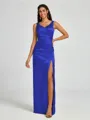 A-line/Princess Silk Like Satin V-neck Sleeveless Floor-Length Bridesmaid Dress