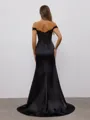 Sheath Off-the-Shoulder Appliques Lace Sweep Train Silk Like Satin Corset Porm Dress