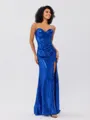 Sheath Sweetheart Pleated Sweep Train Sequins Corset Porm Dress