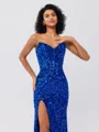 Sheath Sweetheart Sweep Train Velvet Sequins Corset Porm Dress