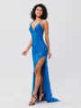 Sheath V-neck Sequin Sweep Train Porm Dress