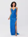 Sheath V-neck Sequin Sweep Train Porm Dress