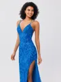 Sheath V-neck Sequin Sweep Train Porm Dress