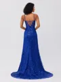 Sheath Spaghetti Straps Sequin Sweep Train Porm Dress