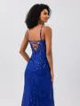 Sheath Spaghetti Straps Sequin Sweep Train Porm Dress