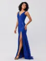 Sheath V-neck Sequin Sweep Train Lace Porm Dress