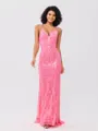 Sheath V-neck Sequin Sweep Train Porm Dress