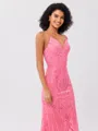 Sheath V-neck Sequin Sweep Train Porm Dress