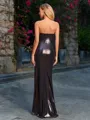 Sheath Straight Pleated Floor-Length Metallic Satin Porm Dress