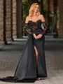 Sheath Sweetheart Long Sleeves Appliques Lace Floor-Length Silk Like Satin Corset Porm Dress