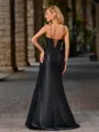 Sheath V-neck Appliques Lace Sweep Train Silk Like Satin Porm Dress
