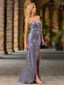 Sheath Sweetheart Pleated Floor-Length Sequins Porm Dress
