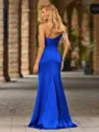 Sheath Spaghetti Straps Rhinestone Sweep Train Silk Like Satin Convertible Porm Dress