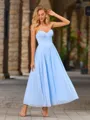 A-line Sweetheart Pleated Ankle-Length Chiffon Porm Dress