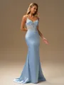 Sheath V-neck Appliques Lace Sweep Train Corset Porm Dress