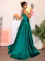 A-line Straps Floor-Length Satin Porm Dress
