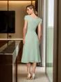 A-line/Princess Bateau Tea-Length Chiffon Bridesmaid Dresses With Ruffles