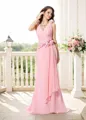 Trumpet/Mermaid V-neck Sweep Train Chiffon Bridesmaid Dresses With Flower