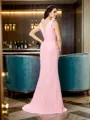 Trumpet/Mermaid V-neck Sweep Train Chiffon Bridesmaid Dresses With Flower
