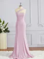 Sheath/Column One-Shoulder Floor-Length Stretch Crepe Bridesmaid Dresses