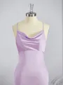 Sheath/Column Square Sweep Train Silk Like Satin Bridesmaid Dresses