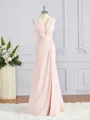A-Line/Princess V-neck Sweep Train Chiffon Bridesmaid Dresses