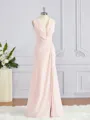 A-Line/Princess V-neck Sweep Train Chiffon Bridesmaid Dresses