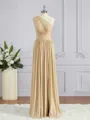 A-Line/Princess One-Shoulder Floor-Length Jersey Bridesmaid Dresses with Leg Slit