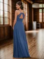 A-line/Princess Spaghetti Straps Sash/Ribbon/Belt Floor-Length Chiffon Bridesmaid Dress